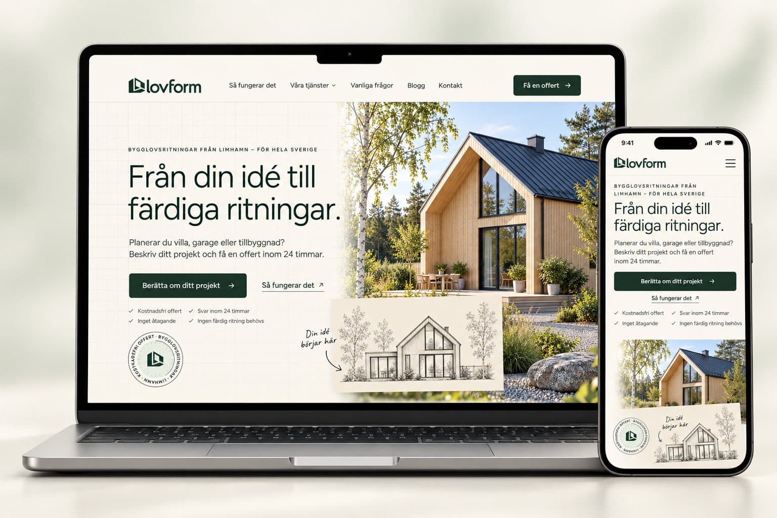 The website of Lovform on a laptop and a phone